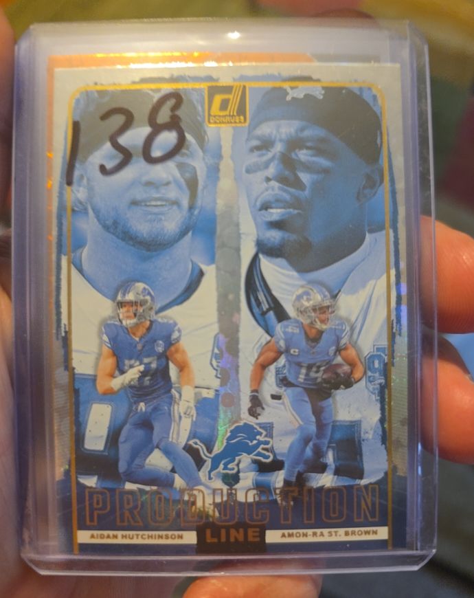 2024 Donruss Production Line #14 Aidan Hutchinson / Amon-Ra St. Brown — front