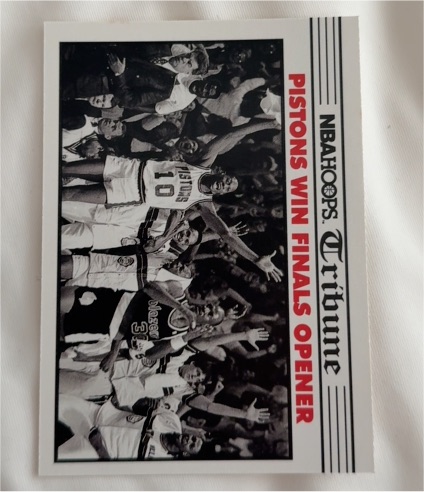 1990 NBA Hoops Tribune #337 Pistons Win Finals Opener — front