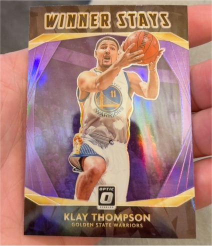 2020-21 Donruss Optic #7 Klay Thompson Winner Stays Purple Prizm — front