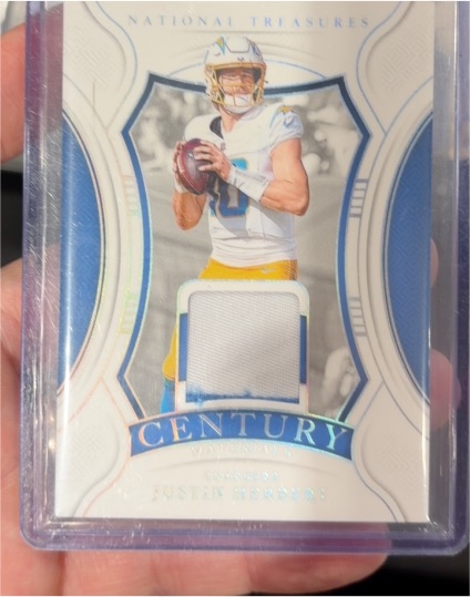 2024 Panini National Treasures Century Materials #CM-JHT Justin Herbert — front