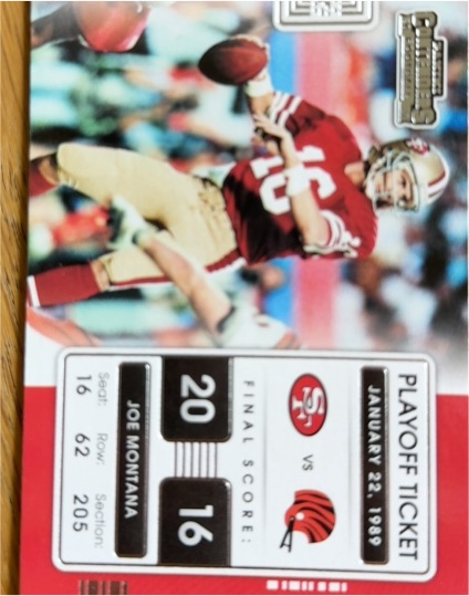 2021 Panini Contenders #PLT-JMO Joe Montana Playoff Ticket — front