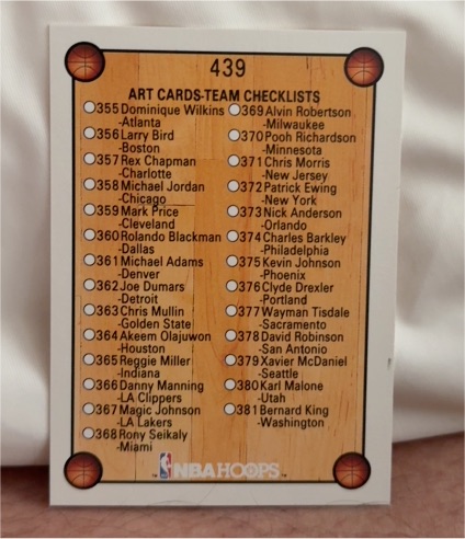 1990 NBA Hoops #439 Checklist — front