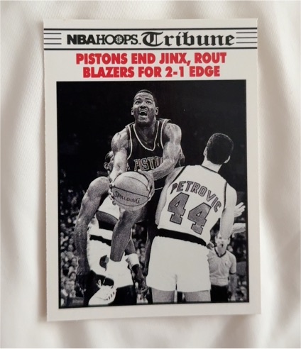 1990-91 NBA Hoops Tribune #339 Pistons End Jinx, Rout Blazers For 2-1 Edge — front