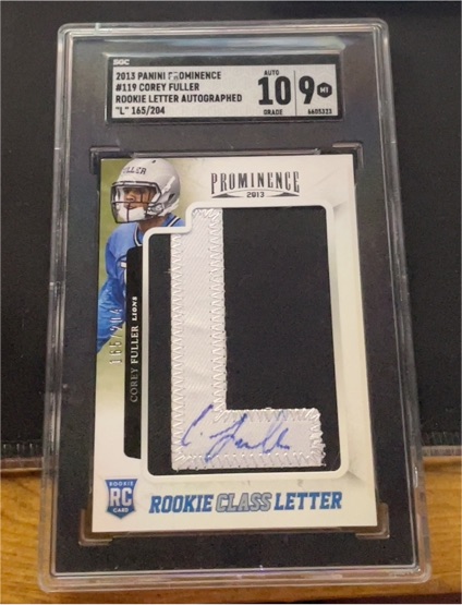 2013 Panini Prominence #119 Corey Fuller Rookie Class Letter Auto — front