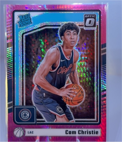2024-25 Donruss Optic #284 Cam Christie Pink Hyper Prizm Rated Rookie — front