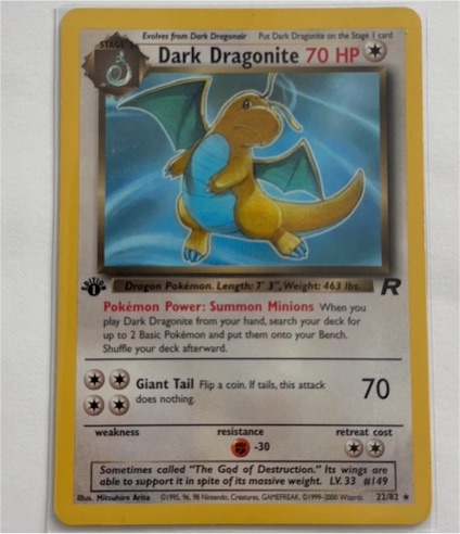 2000 Pokémon Team Rocket #22 Dark Dragonite — front