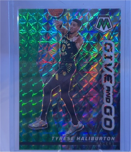 2022-23 Panini Mosaic #13 Tyrese Haliburton Give And Go Green Mosaic — front