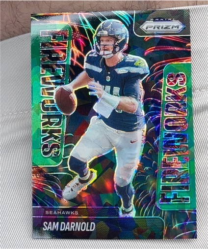2025 Panini Prizm #3 Sam Darnold Fireworks Insert — front