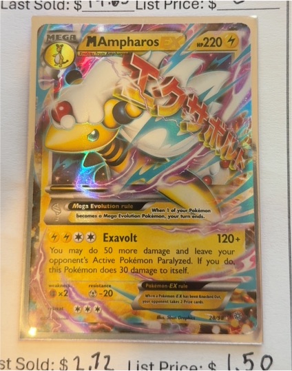 2015 Pokémon XY Ancient Origins #28 M Ampharos EX — front