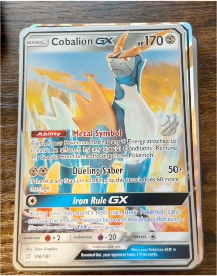 2019 Pokémon Team Up #106 Cobalion GX — front