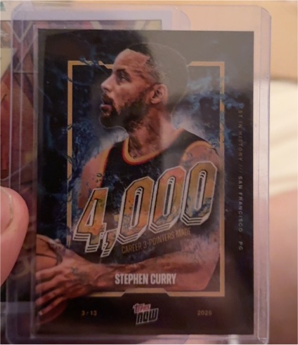 2024-25 Topps Now #13 Stephen Curry 4,000 Career 3-Pointers Made Warriors — front