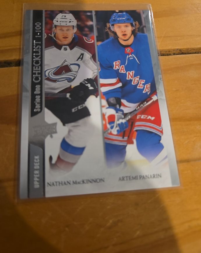 2020-21 Upper Deck Series 1 #199 Checklist Nathan MacKinnon / Artemi Panarin — front