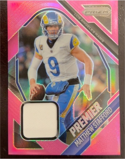 2025 Panini Prizm Premier Jerseys Pink #PJY-MSD Matthew Stafford — front