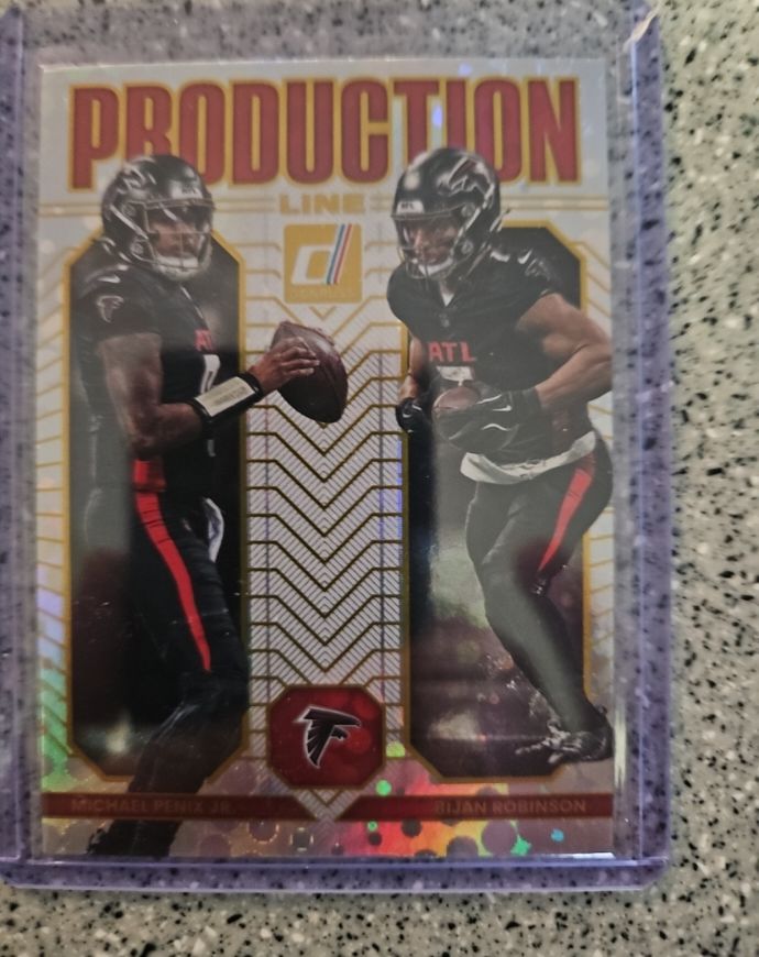 2025 Donruss Production Line #7 Michael Penix Jr. Bijan Robinson — front