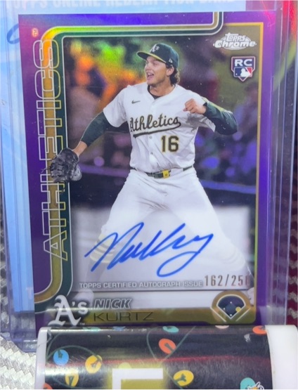 2025 Topps Chrome Update #USC180 Nick Kurtz Rookie Debut Purple Refractor — front