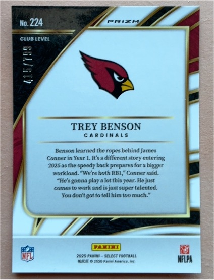2024 Panini Select Prizm #224 Trey Benson — front