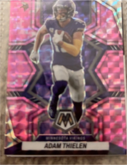 2022 Panini Mosaic #130 Adam Thielen Pink Camo Prizm — front
