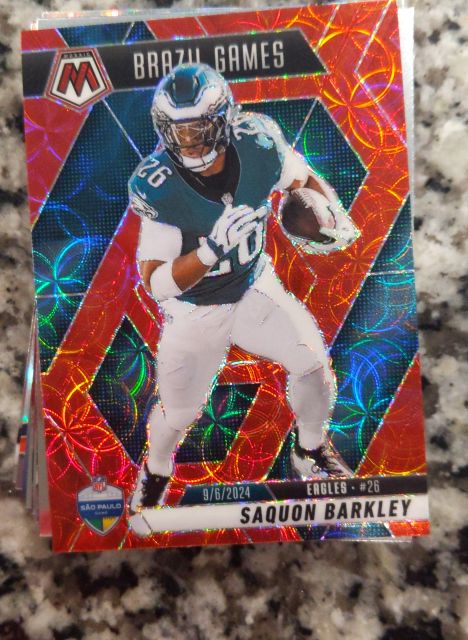 2025 Panini Mosaic Brazil Games Red Mosaic Prizm #263 Saquon Barkley — front