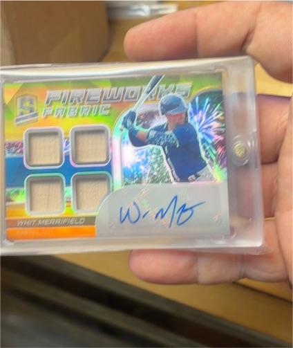 2021 Panini Spectra #FFS-WM Whit Merrifield Fireworks Fabric Bat Relic Auto — front