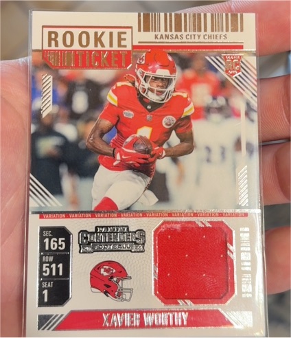 2024 Panini Contenders Rookie Ticket Patch #RTS-XWY Xavier Worthy — front
