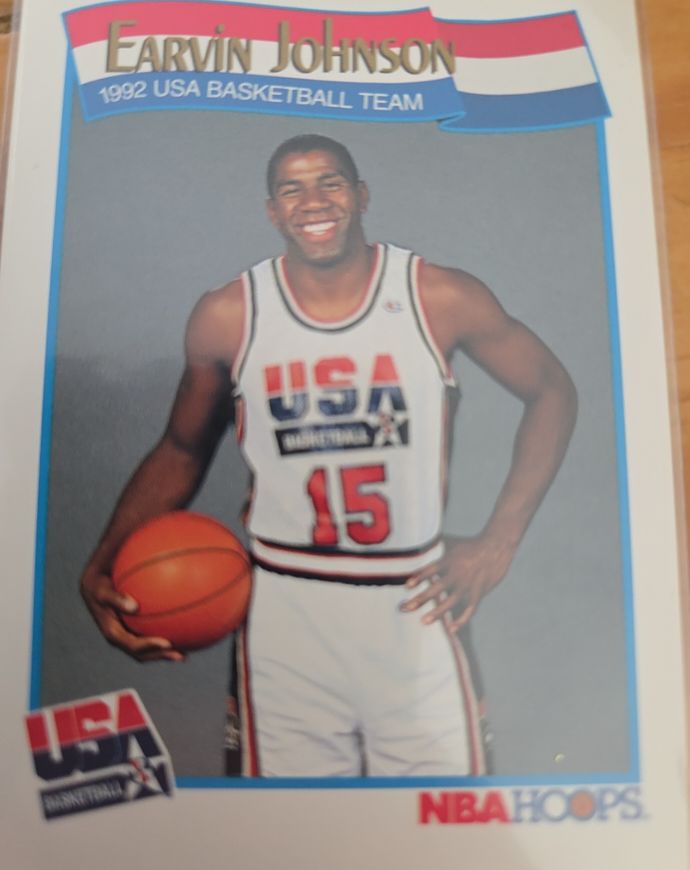 1991-92 NBA Hoops #578 Earvin Johnson 1992 USA Basketball Team — front