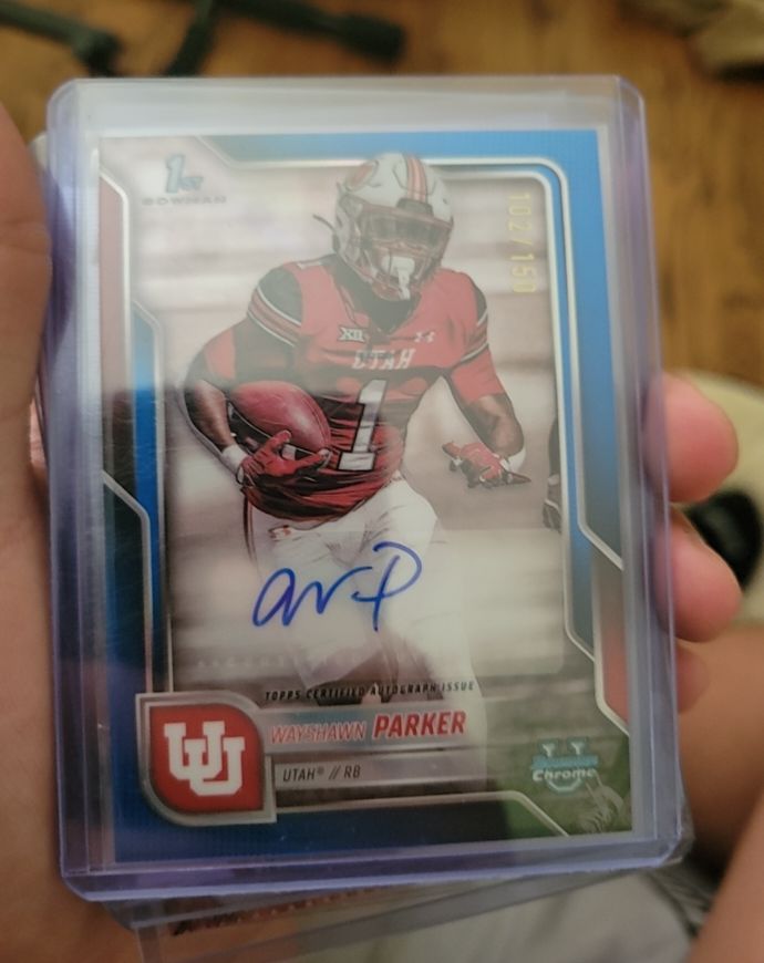 2025 Bowman University Chrome #BCA-WP Wayshawn Parker Blue Refractor Auto /150 — front