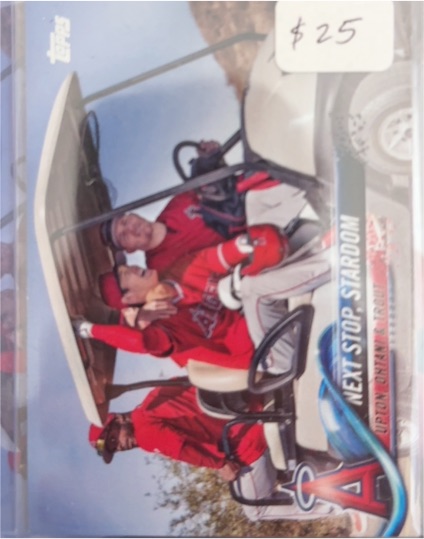 2018 Topps Update #US158 Next Stop Stardom Justin Upton / Shohei Ohtani / Mike Trout — front