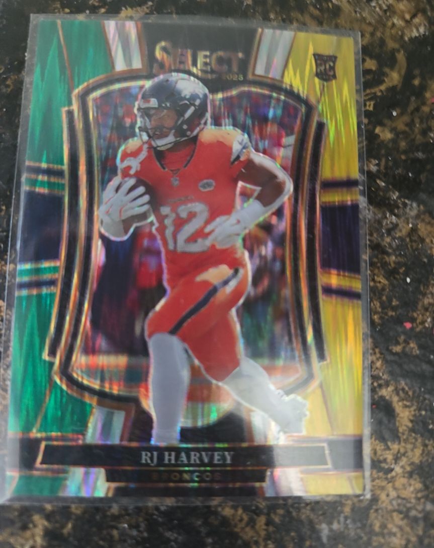 2025 Panini Select #10 RJ Harvey Black and Green Prizm Shock — front
