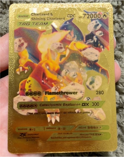 2024 Fan Art Charizard & Shining Charizard GX TAG TEAM Gold Foil — front