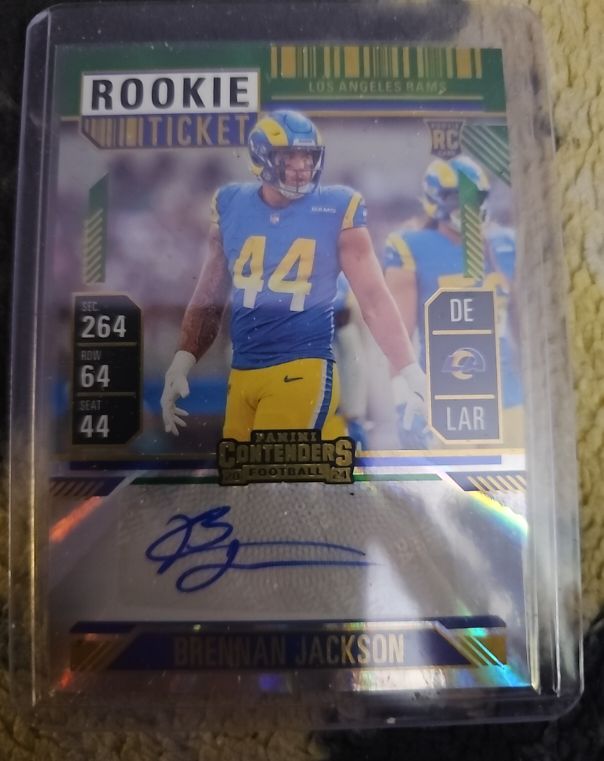 2024 Panini Contenders #292 Brennan Jackson Rookie Ticket Green Parallel Autograph — front