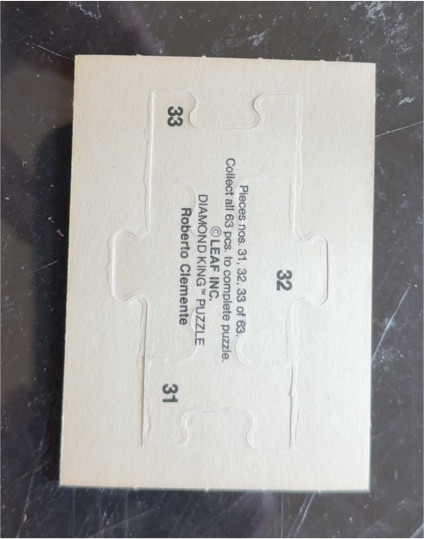 1987 Leaf Diamond King Puzzle #31/32/33 Roberto Clemente — front