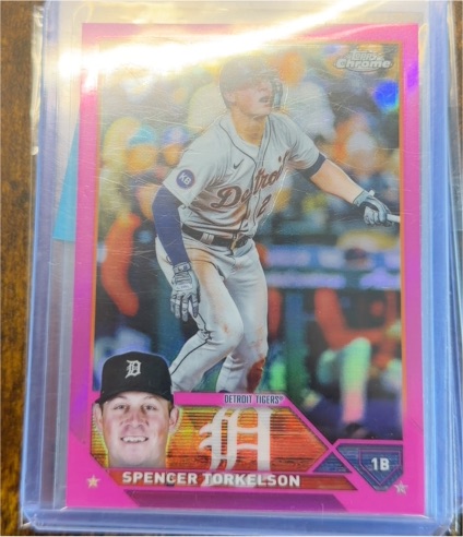 2023 Topps Chrome #7 Spencer Torkelson Pink Refractor — front