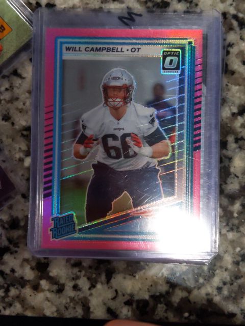 2025 Donruss Optic #345 Will Campbell Rated Rookie Pink Prizm — front