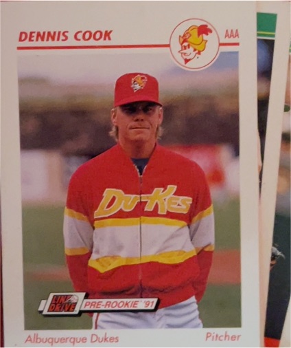 1991 Line Drive AAA #4 Dennis Cook Albuquerque Dukes — front