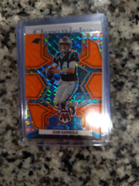 2022 Panini Mosaic #27 Sam Darnold Orange Reactive Prizm — front