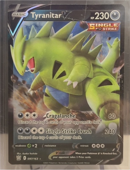 2021 Pokemon Sword & Shield Battle Styles #097 Tyranitar V — front