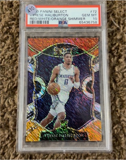 2020 Panini Select #72 Tyrese Haliburton Red White Orange Shimmer — front