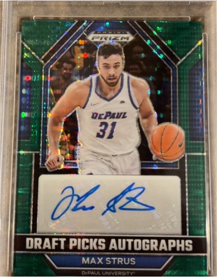 2023 Panini Prizm Draft Picks #DPA-MAX Max Strus Draft Picks Autographs Green — front