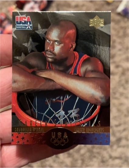 1996 Upper Deck USA Basketball SP #S5 Shaquille O'Neal Career Statistics — front