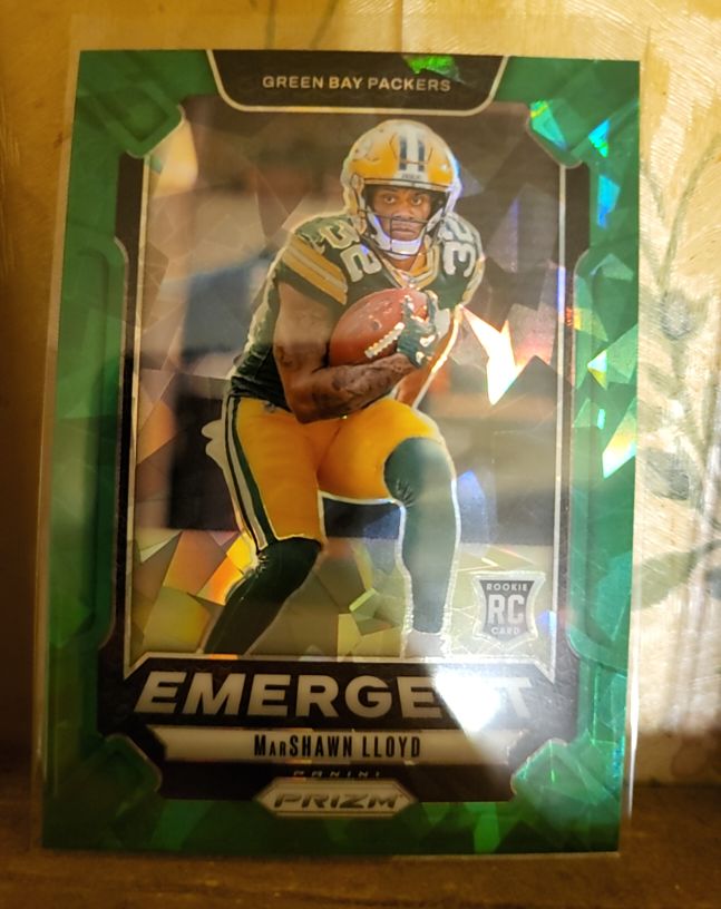 2024 Panini Prizm #18 MarShawn Lloyd Emergent Green Ice Prizm Rookie — front