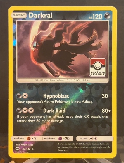 2017 Pokémon SM Burning Shadows #87 Darkrai — front