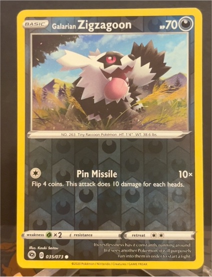 2020 Pokémon Champions Path #35 Galarian Zigzagoon — front