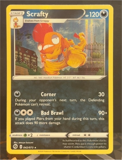 2020 Pokémon Champion's Path #042 Scrafty — front