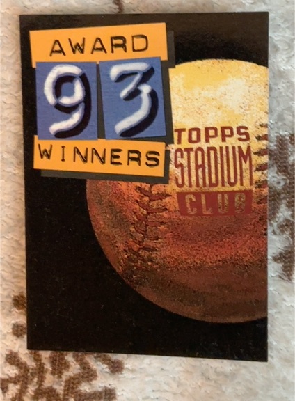 1994 Topps Stadium Club #5 1993 Award Winners Infocard — front