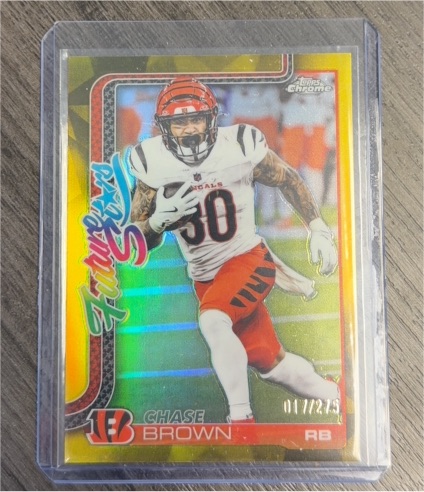 2025 Topps Chrome #FS-13 Chase Brown Future Stars Yellow Refractor — front