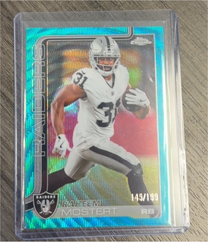 2025 Topps Chrome #182 Raheem Mostert RayWave Refractor — front