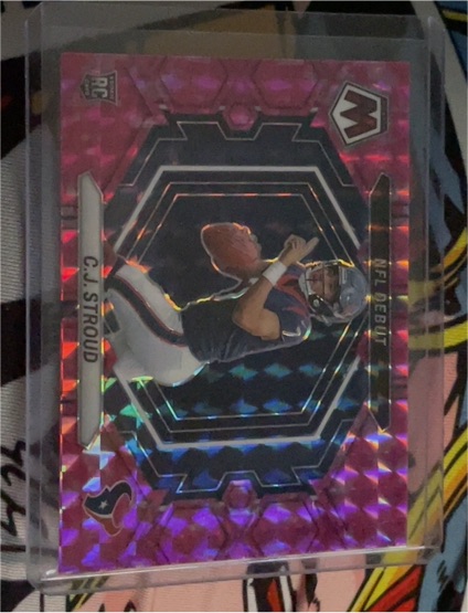 2023 Panini Mosaic NFL Debut #ND-3 C.J. Stroud Pink Camo Rookie Card — front