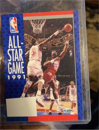 1991-92 Fleer #236 1991 All-Star Game Michael Jordan, Patrick Ewing, Karl Malone — front