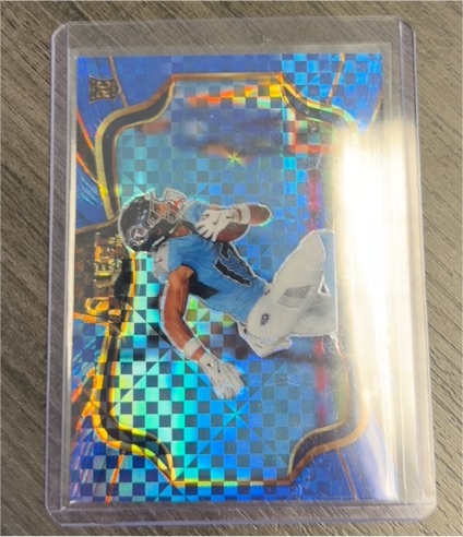2020 Panini Select #43 A.J. Brown Blue Die-Cut Prizm Checkered Tennessee Titans — front