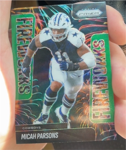 2025 Panini Prizm #18 Micah Parsons Fireworks Green — front
